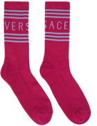 Versace Pink Logo Socks