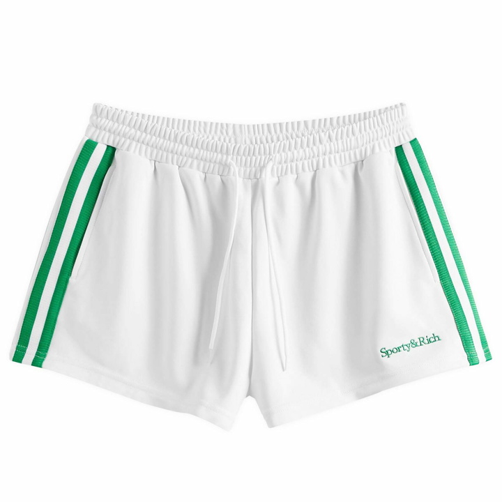 Photo: Sporty & Rich Women's Serif Logo Embroidered Shorts in White
