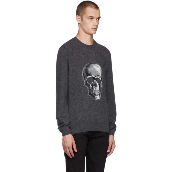 Alexander McQueen Black Wool and Mohair Skull Sweater Alexander McQueen