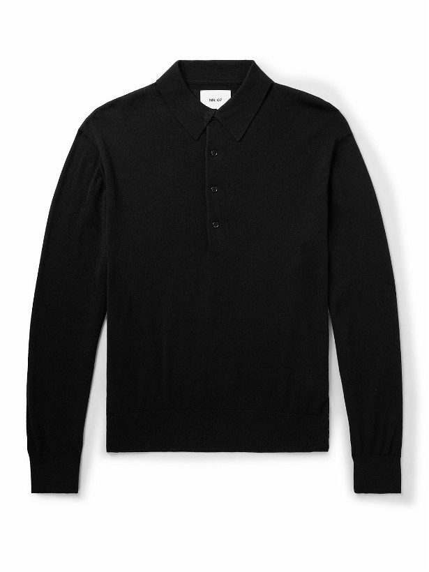 Photo: NN07 - Raymond 6584 Wool-Blend Polo Shirt - Black