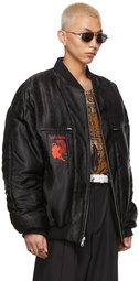 LU'U DAN SSENSE Exclusive Reversible Black Airbrush Leopard Jacket