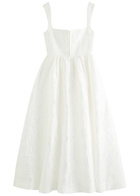 Clea Anton Floral-jacquard Twill Midi Dress White