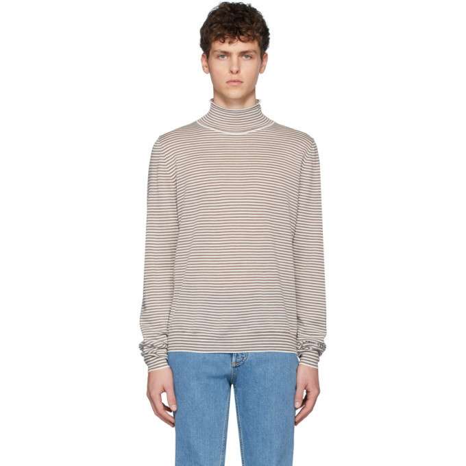 Photo: Maison Margiela White and Brown Wool Striped Turtleneck