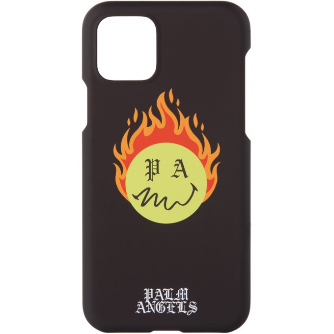 Photo: Palm Angels Black Smiley Edition Burning Head iPhone 11 Pro Case