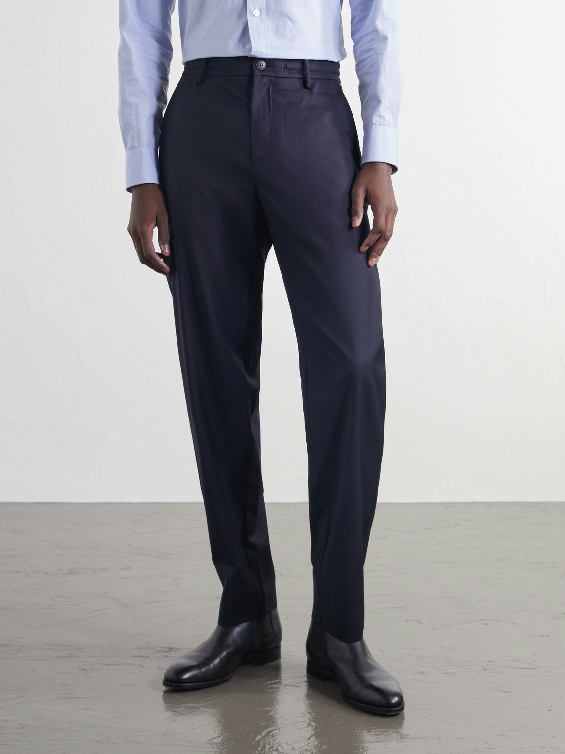 Canali - Tapered Stretch-Wool Gabardine Trousers - Blue