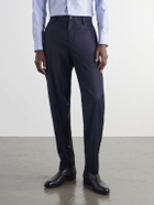 Canali - Tapered Stretch-Wool Gabardine Trousers - Blue