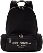 Dolce&Gabbana Black Nylon Rubberized Logo Backpack
