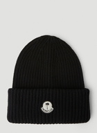 Logo Patch Beanie Hat in Black