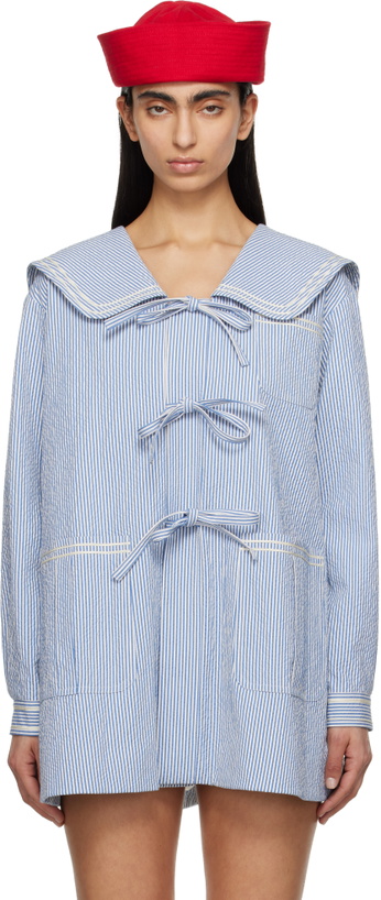 Photo: Bode Blue Club Stripe Sailor Coat
