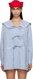 Bode Blue Club Stripe Sailor Coat