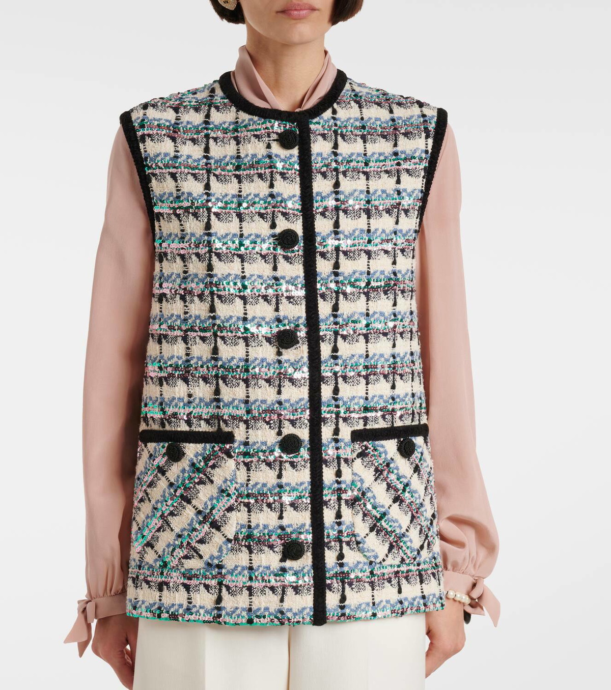 Valentino Mossi sequined cotton-blend tweed vest