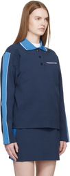 Casablanca Navy Punto Polo Collared Sweatshirt