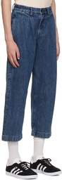 Noah Indigo Double-Pleat Jeans