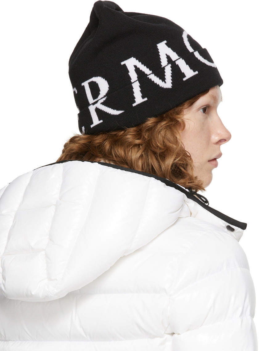 Moncler Black and White Logo Beanie - Authentic Moncler Black and White Wool Beanie ○ Labellov ○ Buy and  main image 2