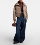 Brunello Cucinelli Checked leather-trimmed down jacket
