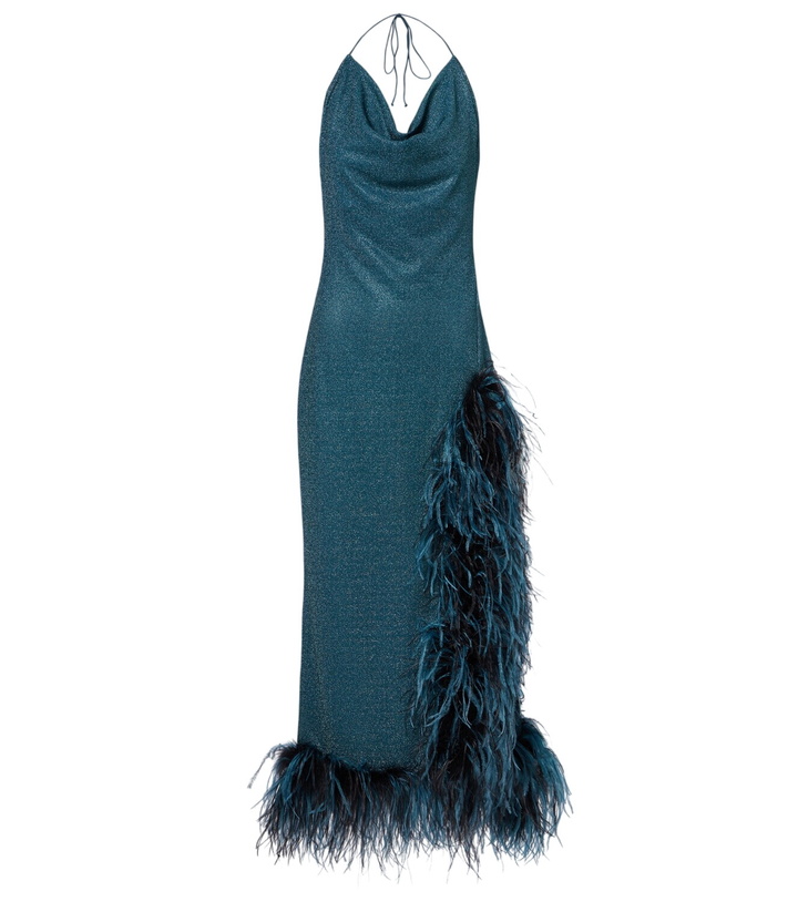 Photo: Oséree Lumière Plumage halterneck midi dress