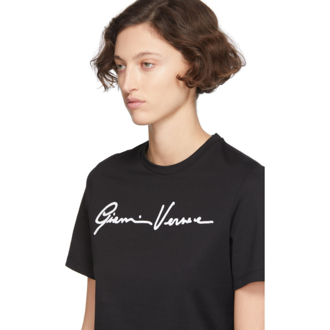 Versace Black Gianni Versace Embroidered T Shirt Versace