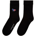 Maison Kitsune Black Tricolor Fox Socks