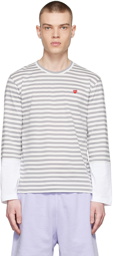 COMME des GARÇONS PLAY Grey Cotton Long Sleeve T-Shirt