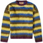 Brain Dead Men's Blurry Lines Alpaca Crew Knit in Yellow Multi