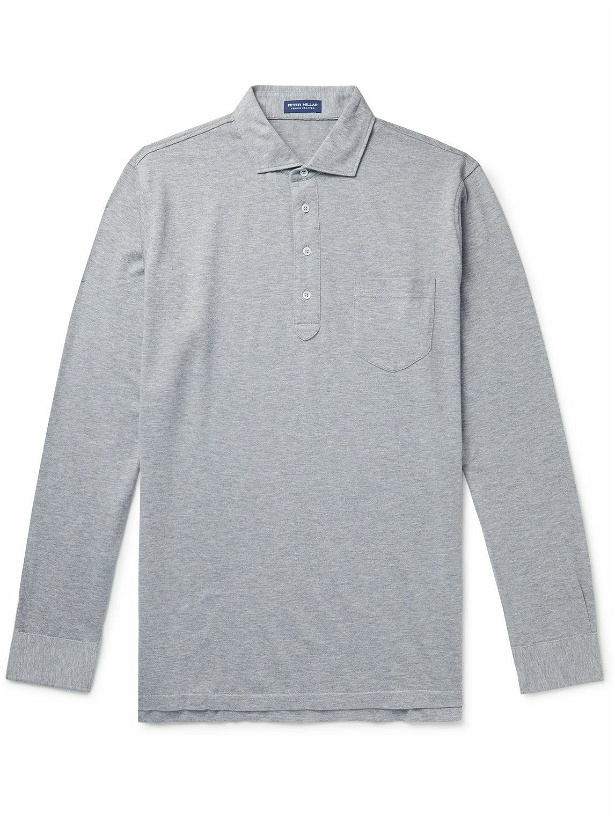 Photo: Peter Millar - Amble Slim-Fit Cotton and Cashmere-Blend Piqué Polo Shirt - Gray