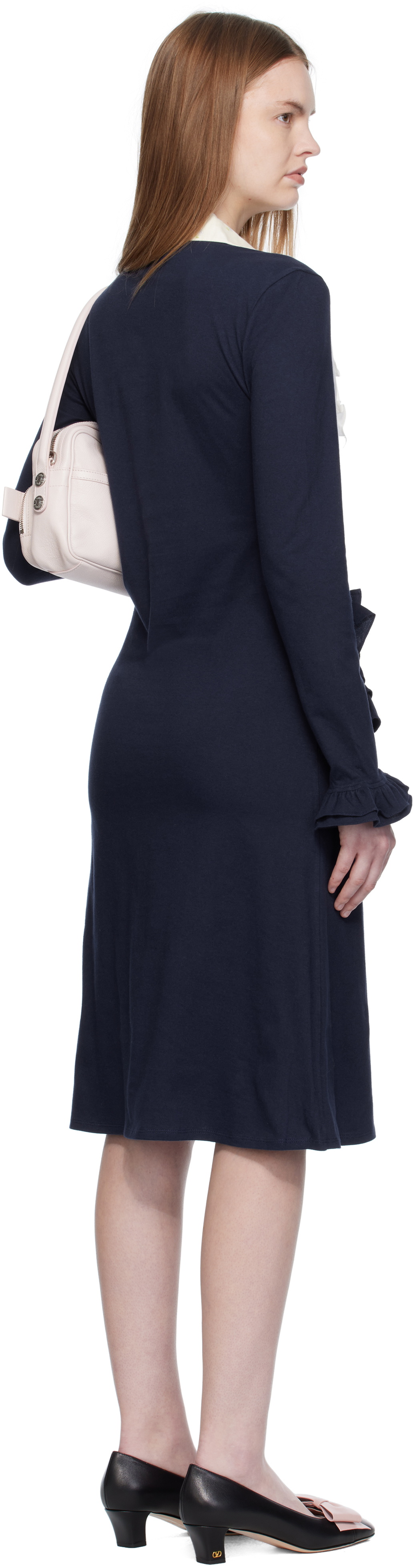 Ashley Williams Navy & White Chan Midi Dress