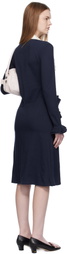 Ashley Williams Navy & White Chan Midi Dress