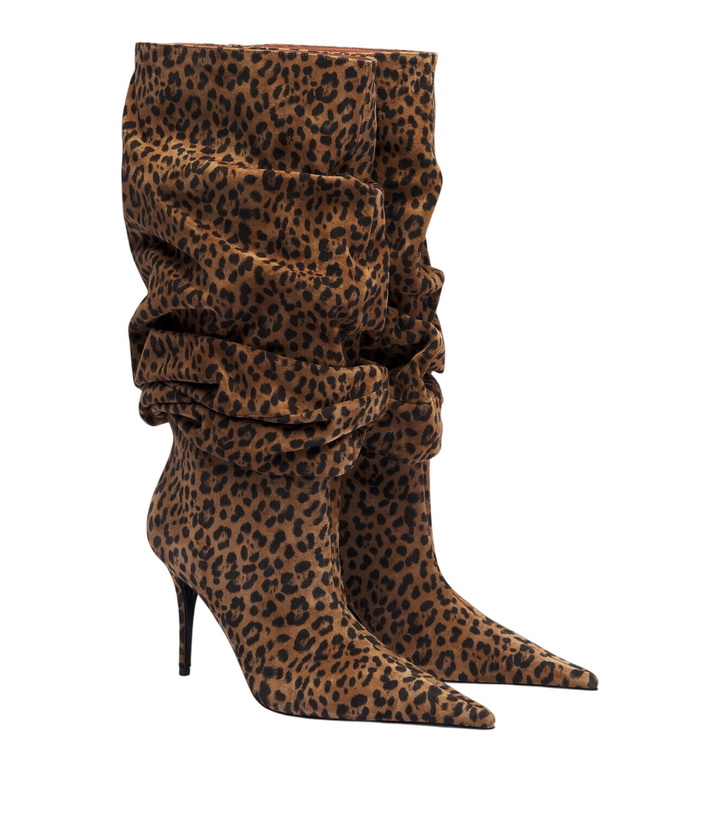 Photo: Amina Muaddi Anok leopard-print suede knee-high boots