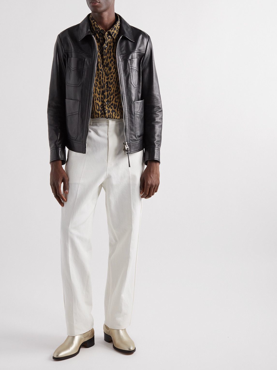 TOM FORD - Metallic Leather Chelsea Boots - Silver TOM FORD display picture 1