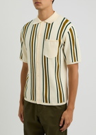 Percival Ventura Striped-intarsia Cotton Shirt Cream