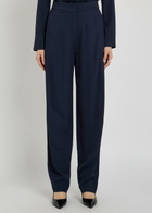 Emporio Armani Tapered-leg Crepe Trousers Navy