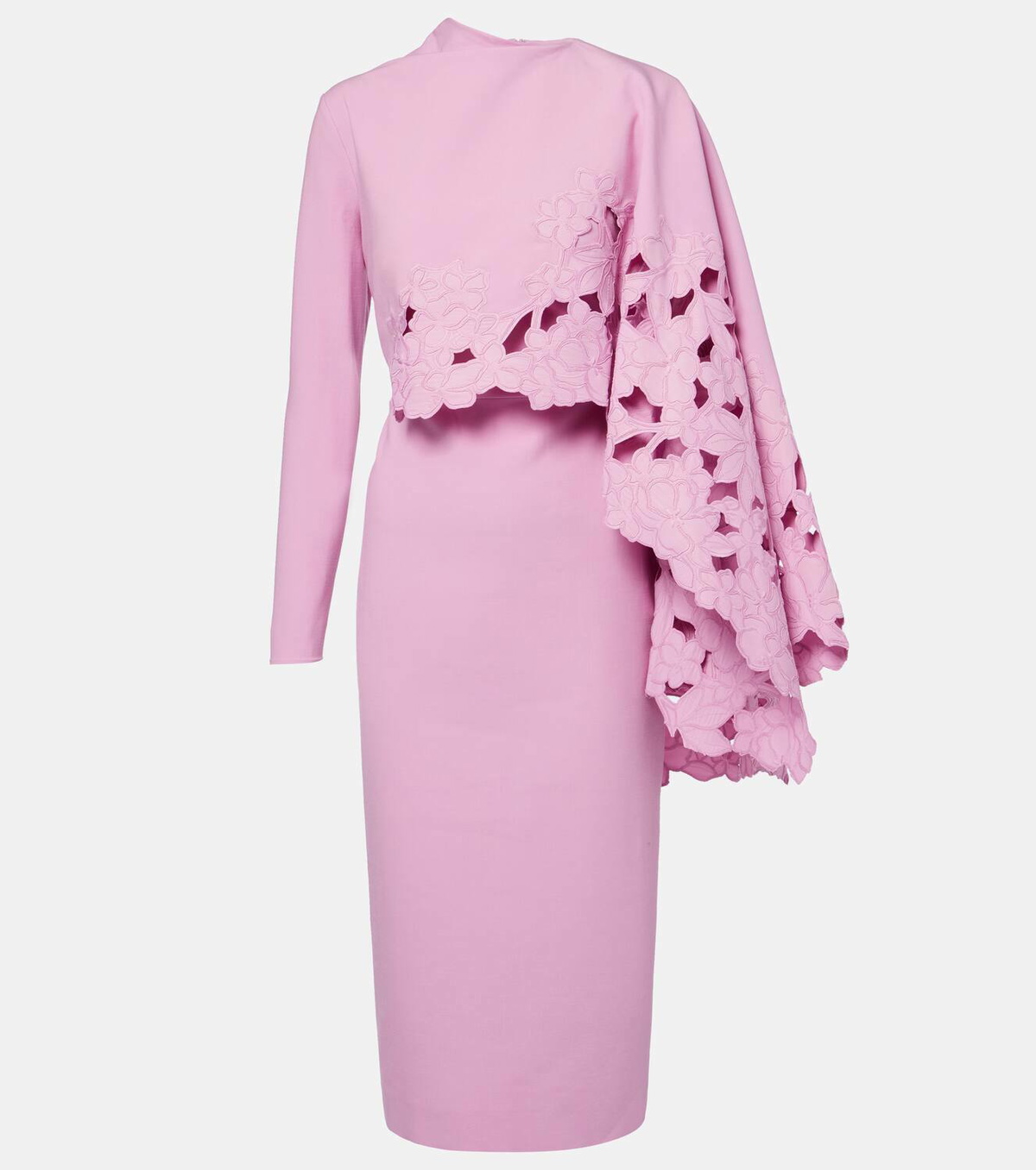 Oscar de la Renta Cape-detail wool-blend midi dress