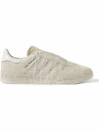 Y-3 - Gazelle Distressed Leather-Trimmed Suede Sneakers - Neutrals