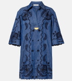Zimmermann Embroidered cotton chambray minidress