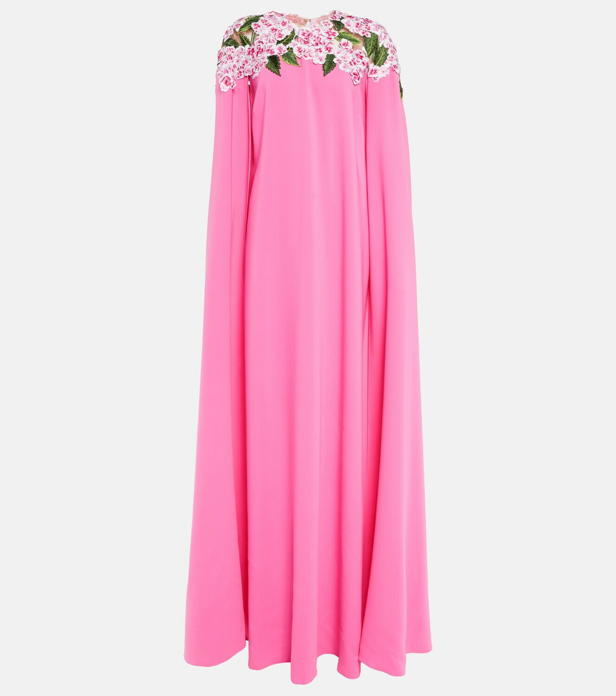 Oscar de la Renta Floral embroidered cape gown