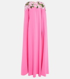 Oscar de la Renta Floral embroidered cape gown