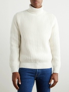 Anderson & Sheppard - Ribbed Wool and Cashmere-Blend Rollneck Sweater - Neutrals