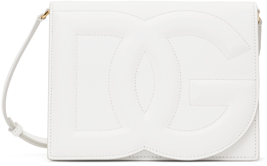 Dolce&Gabbana White Calfskin 'DG' Logo Crossbody Bag