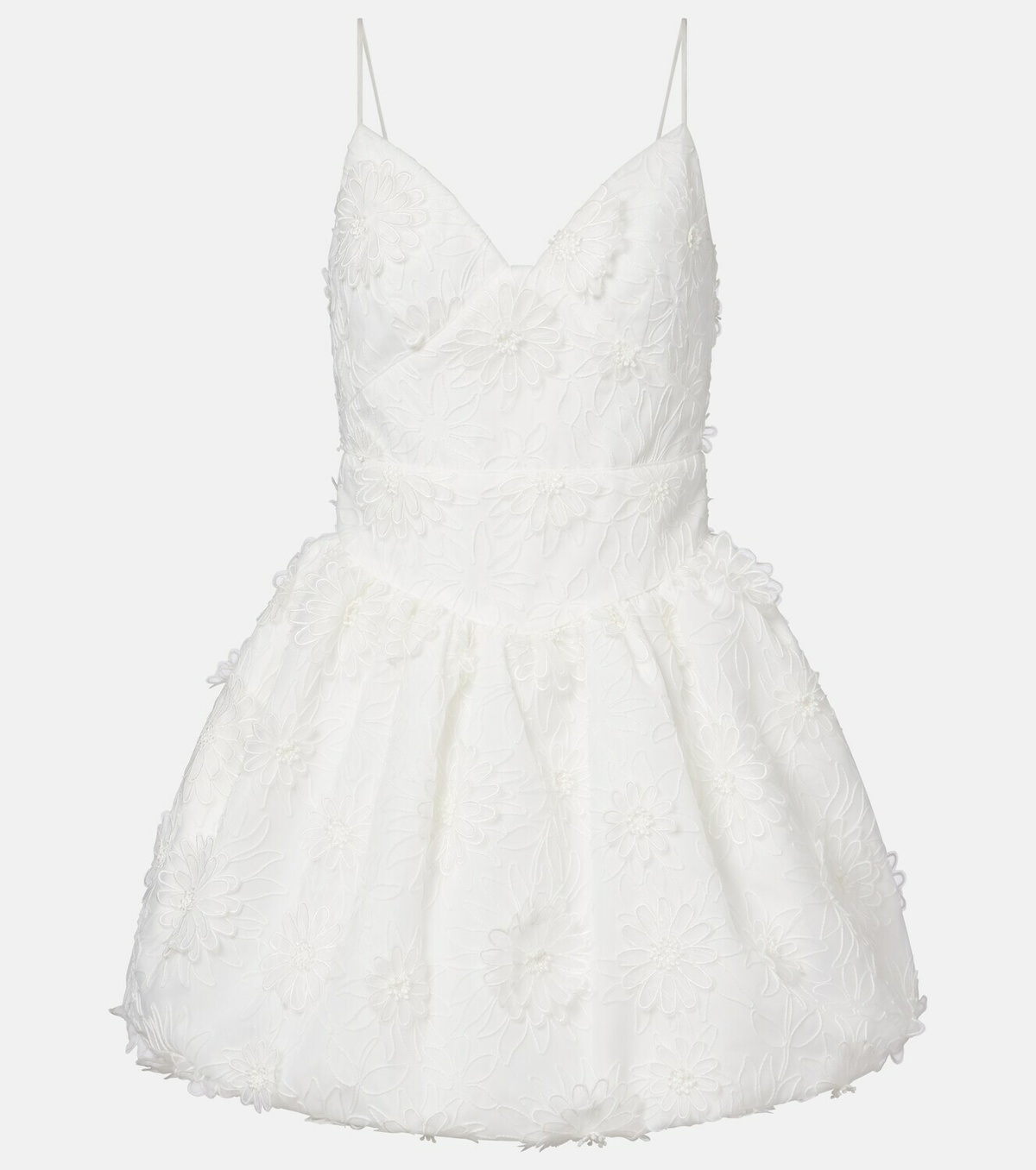 Self-Portrait Floral-appliqué organza minidress