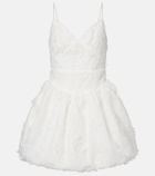 Self-Portrait Floral-appliqué organza minidress