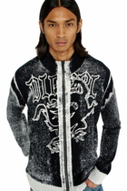 Diesel Treated zip cardigan with griffin motif - Knitwear Mens in Multicolor