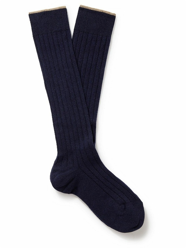 Photo: Brunello Cucinelli - Ribbed Cashmere Socks - Blue