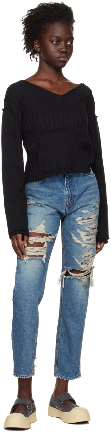 PERVERZE Blue Nano Mist Damaged Jeans PERVERZE