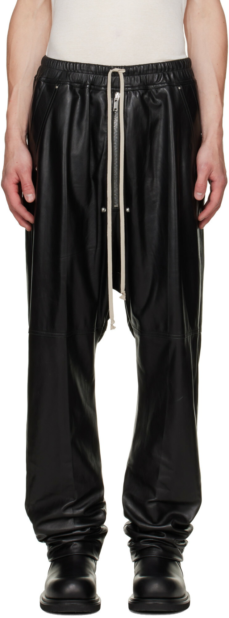 Rick Owens Black Tower Bela Leather Pants
