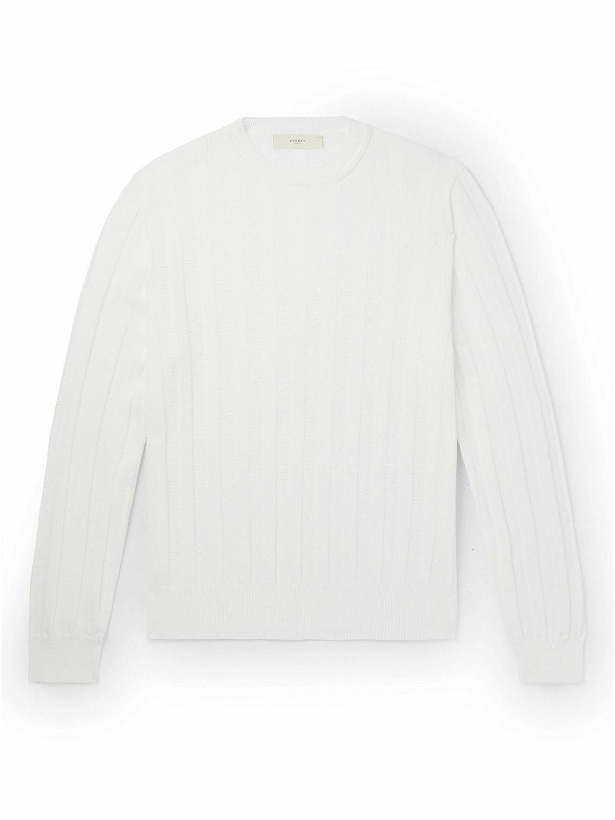 Photo: PURDEY - Slim-Fit Ribbed Cotton Sweater - White