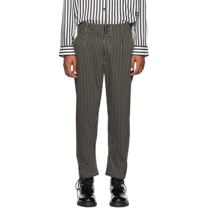 Photo: Ann Demeulemeester Black and Beige Cotton Buckley Trousers