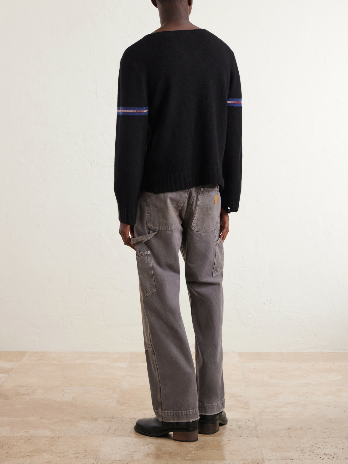 Enfants Riches Déprimés - Distressed Striped Cashmere Sweater - Black