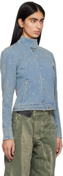 OPEN YY Blue Faded Biker Jacket