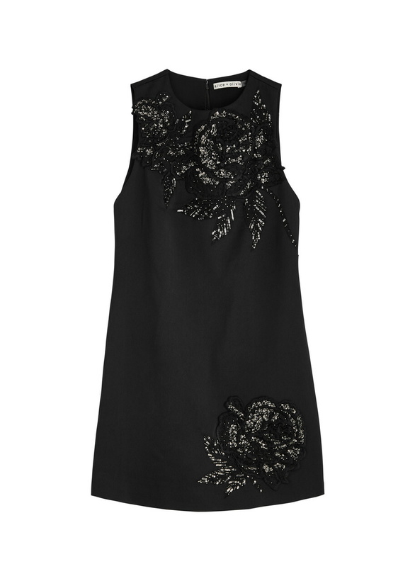 Photo: Alice + Olivia Clyde Embellished Satin Mini Dress Black