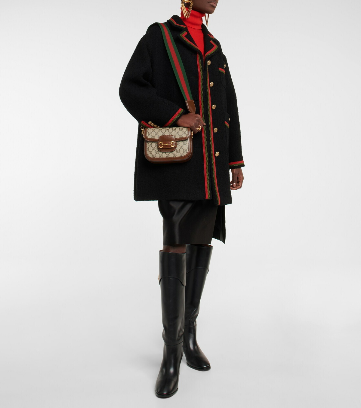 Gucci - Gucci Horsebit 1955 Mini leather-trimmed shoulder bag